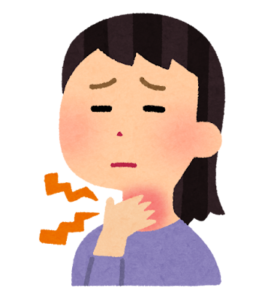 のどの痛みを感じている人のイラスト