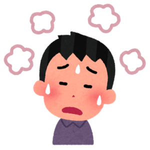 発熱して汗をかく人のイラスト